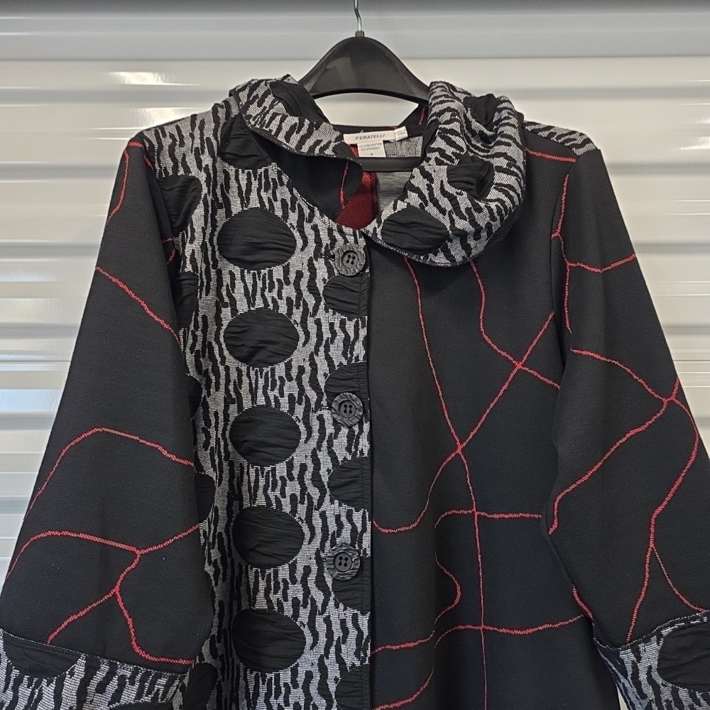 Feratelli Abstract Patchwork Button Front Jacket … - image 2